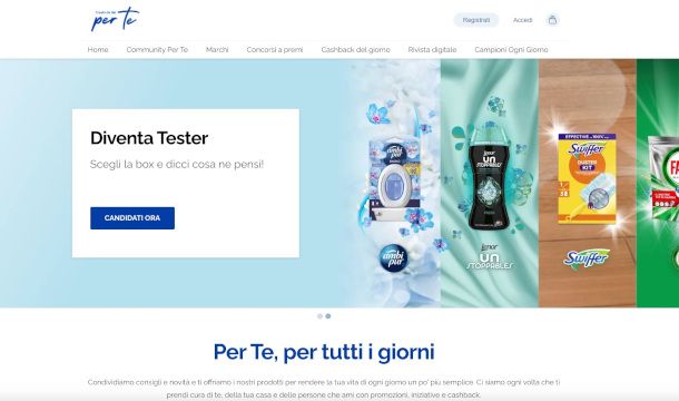 pagina sito P&G Per Te