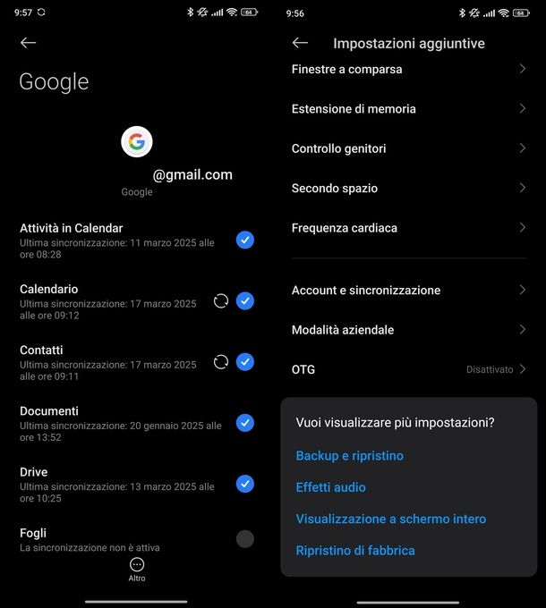 Vedere indirizzi email Android