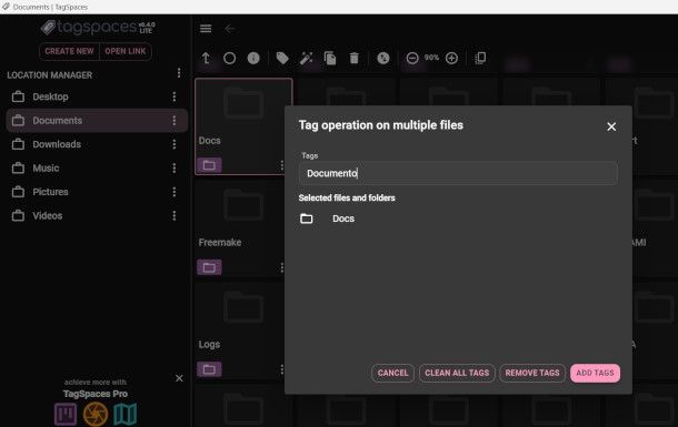 interfaccia TagSpaces