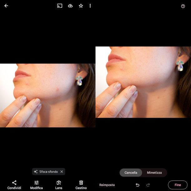 strumento di correzione app Foto Android