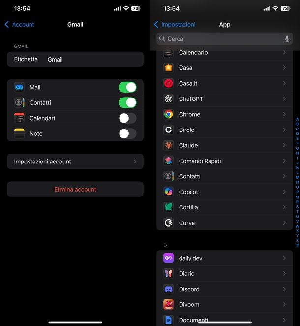 Sincronizzazione account Google iPhone