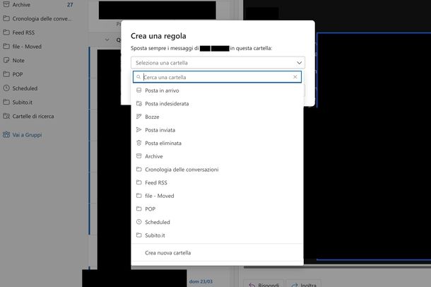 Creare regole Outlook Web