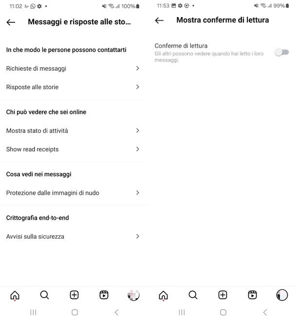 come togliere il visualizzato su Instagram