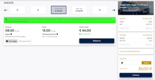 Prenotazione Transfer and Cruise