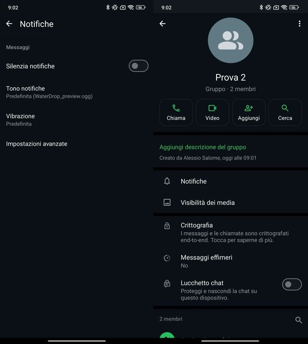 Notifiche personalizzate WhatsApp Android