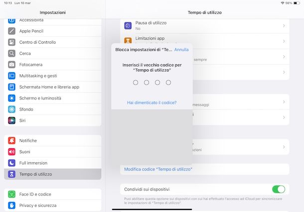 Disattivare Tempo di utilizzo senza sapere il codice