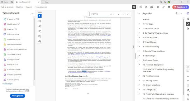 ricerca nel testo con Adobe Acrobat Reader