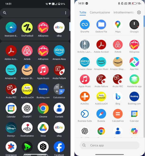 Organizzare le app in base al grado di utilizzo