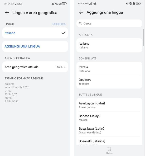 Come cambiare lingua telefono Huawei