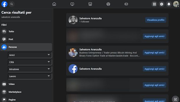 Come cercare su Facebook una persona