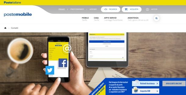 Come contattare l'assistenza di PosteMobile