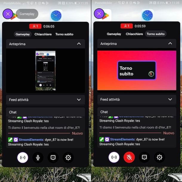Diretta Twitch da telefono