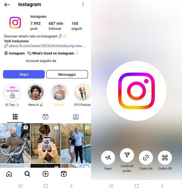 zoom foto profilo Instagram