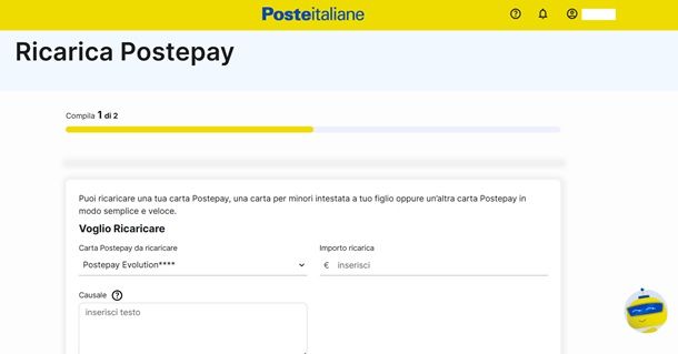 La procedura su come ricaricare la Postepay Evolution