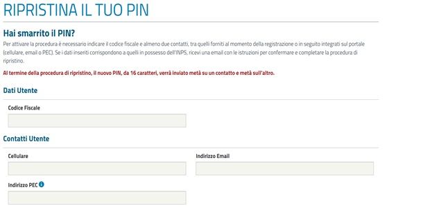 Come ripristinare il PIN per accedere al sito dell'INPS