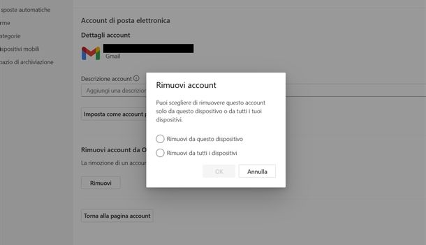 Cambiare account Gmail Outlook new Windows