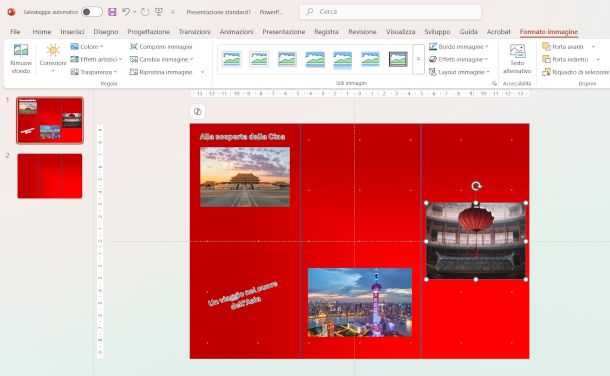 aggiunta immagini e testo sulla brochure