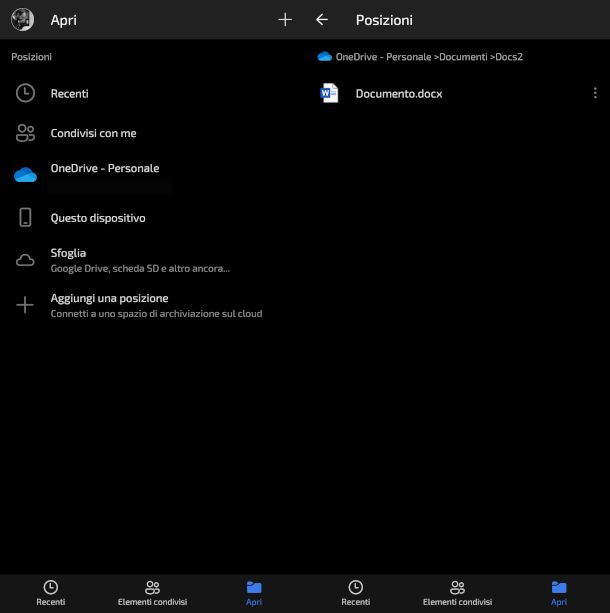 apertura file DOCX da app Word