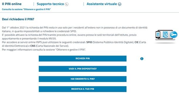 Come modificare il PIN del sito INPS