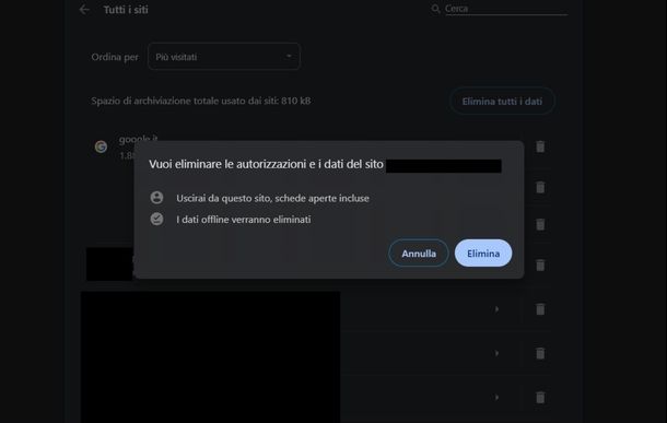 Cancellare cache Chrome PC Windows