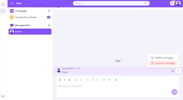 Eliminare un messaggio su WeSchool
