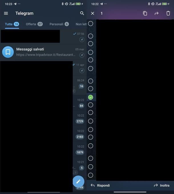 Esportare chat Telegram Android