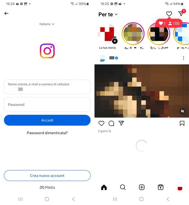Instagram login 
