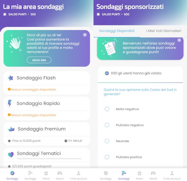 schermate app Toluna