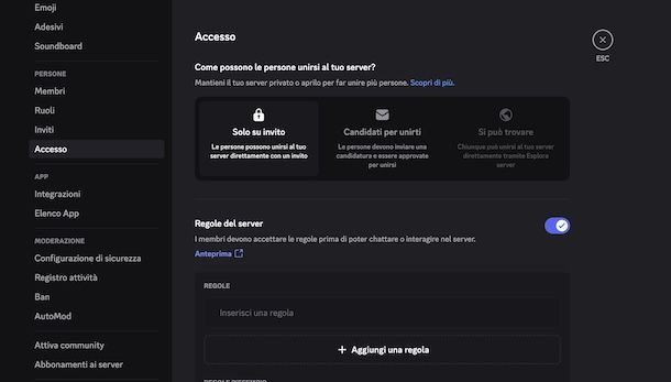 Creare un server Discord privato