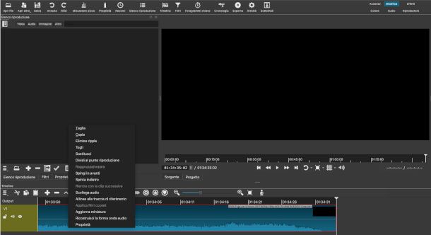 funzione di sincronizzazione Shotcut