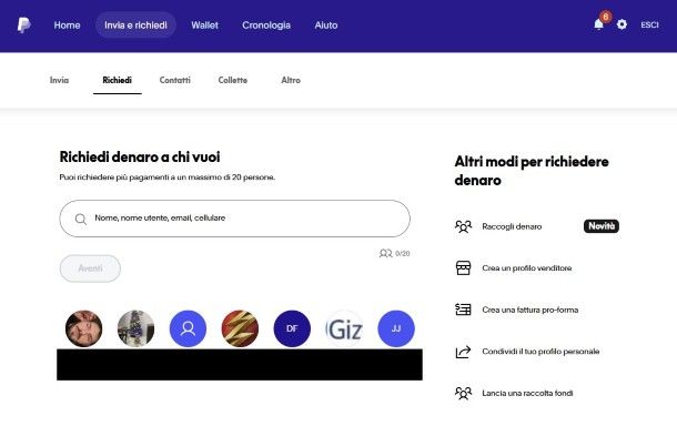 Richiedi PayPal