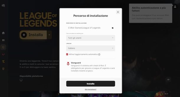 Installare League of Legends in italiano