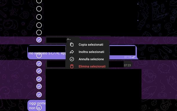Esportare chat Telegram Web