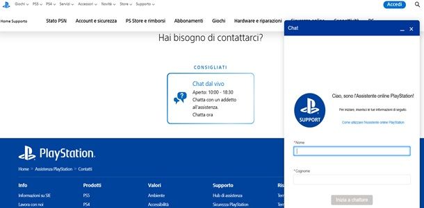 Come contattare PlayStation