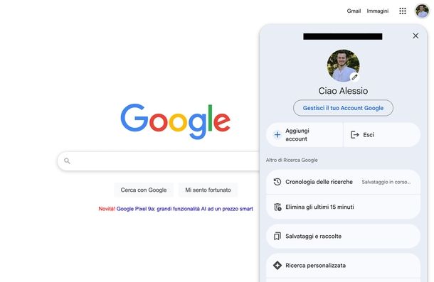 Cambiare account Gmail Web