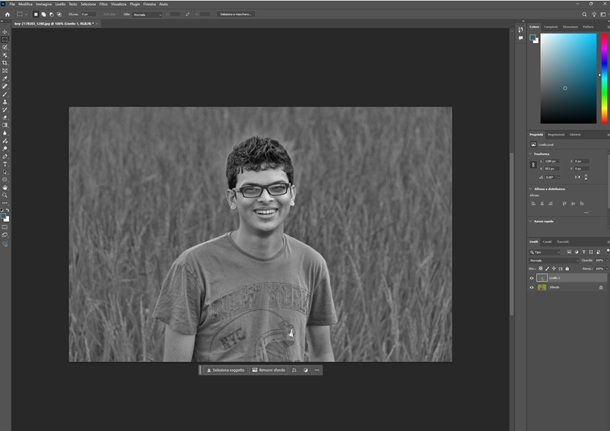 togli saturazione photoshop