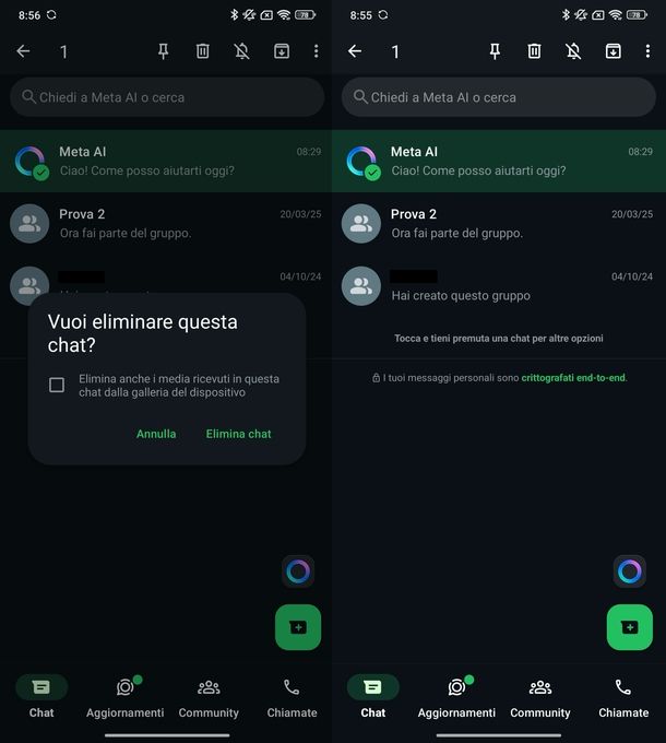 Togliere Meta AI WhatsApp Android