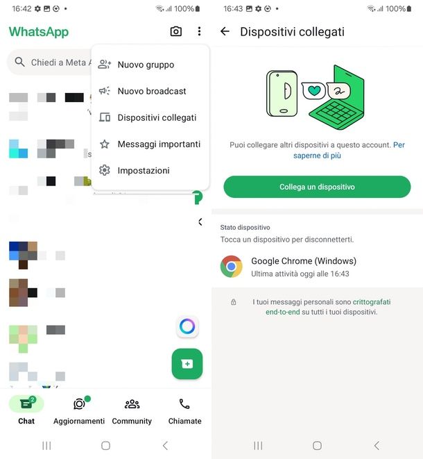 Dispositivi collegati WhatsApp Android