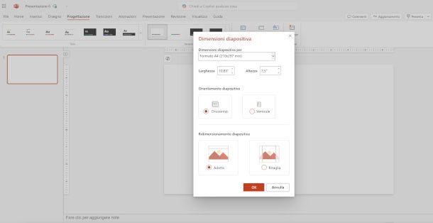 impostazione formato brochure PowerPoint online
