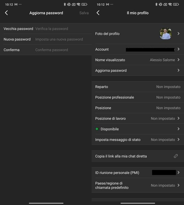 Come impostare password account Zoom Android