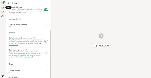 contatti bloccati WhatsApp web