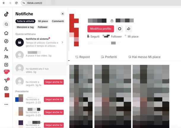 Notifica condivisione video TikTok
