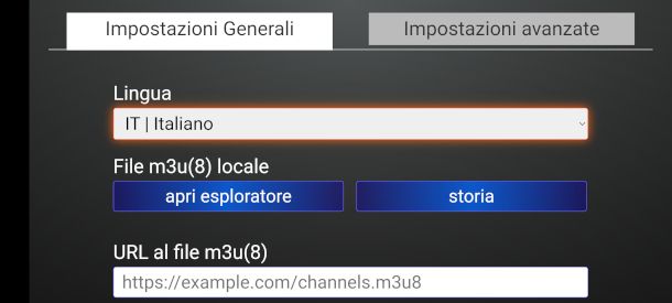 interfaccia M3U IPTV