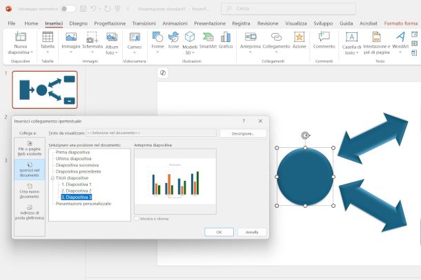 creazione collegamento da forma su PowerPoint PC