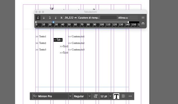 strumento tabulazioni InDesign
