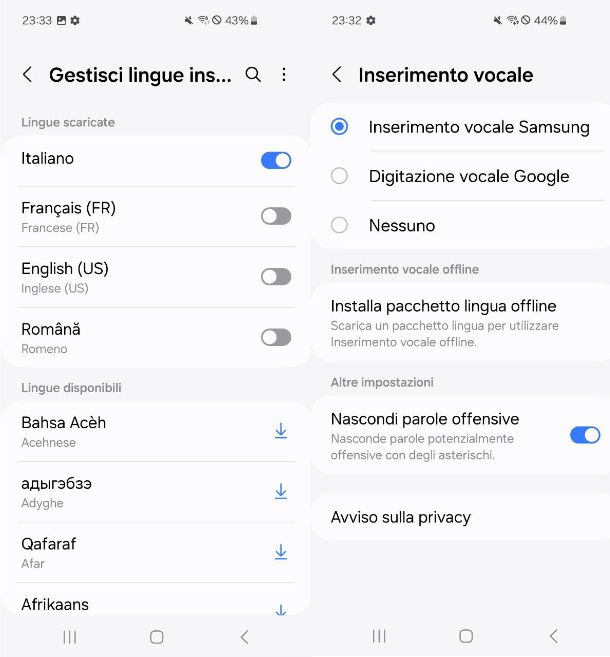 Come dettare la punteggiatura con Samsung