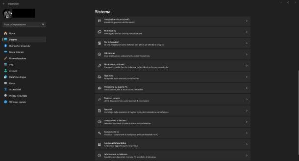Impostazioni sistema Windows 11
