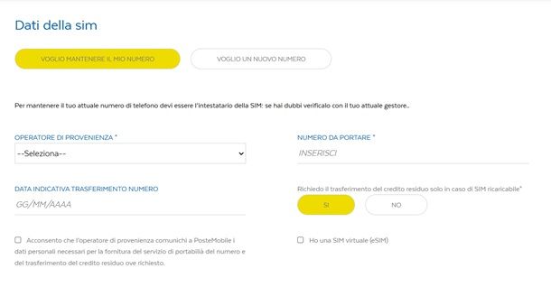 Il procedimento per richiedere la SIM PosteMobile Creami Extra WOW
