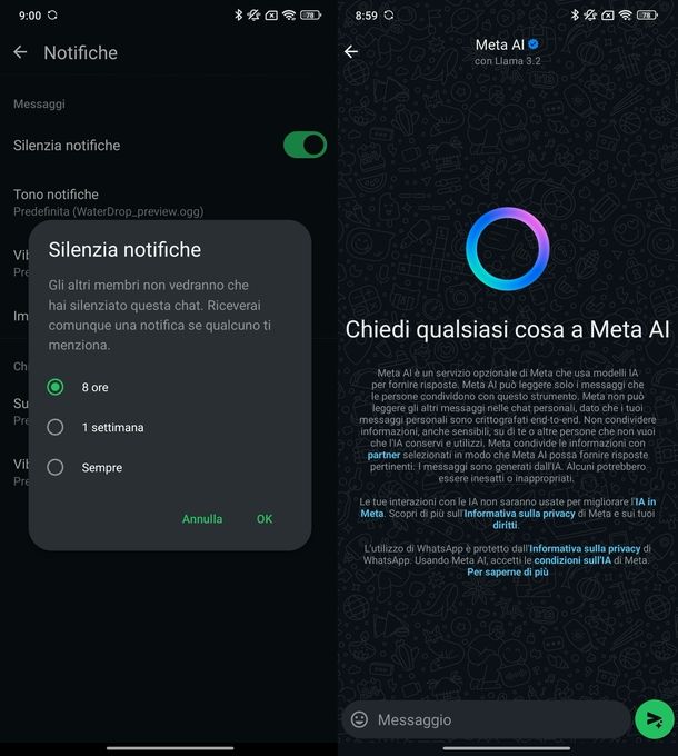 Togliere Meta AI WhatsApp Android