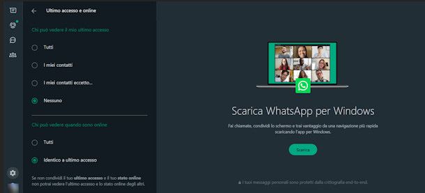 Ultimo accesso WhatsApp Web